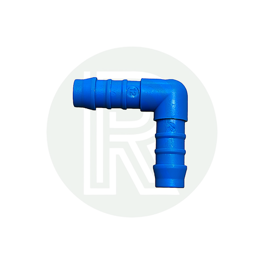 1/2 inch elbow hose connector with ribbed hose tails for fresh water and plumbing applications