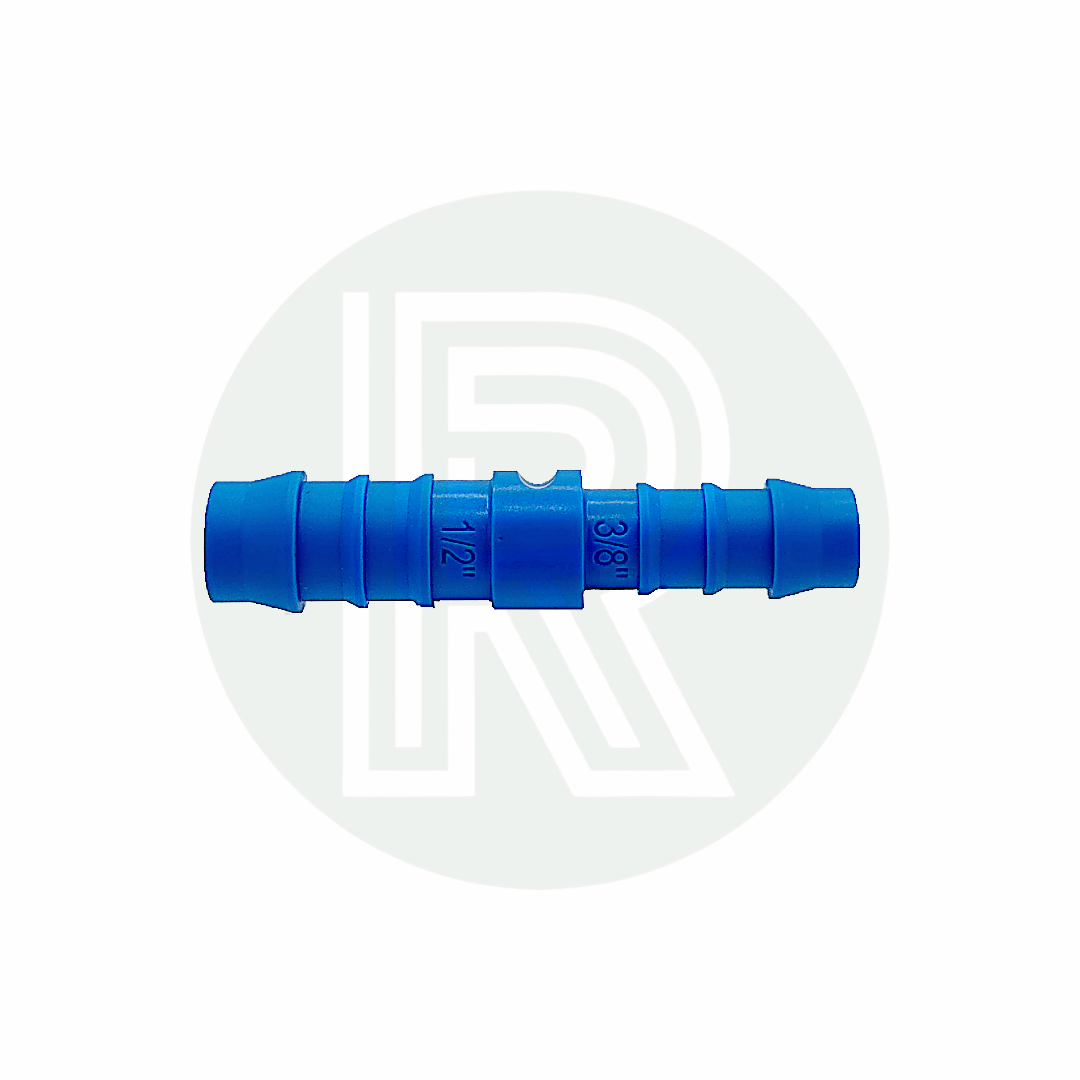 Straight 1/2 inch to 3/8 inch hose reducer adaptor for connecting different size flexible water pipes