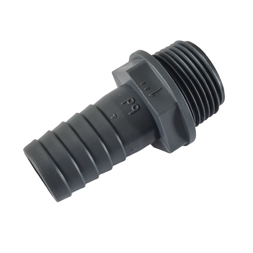 1” BSP Male to 3/4” (20mm) Male Grey Barbed Hosetail