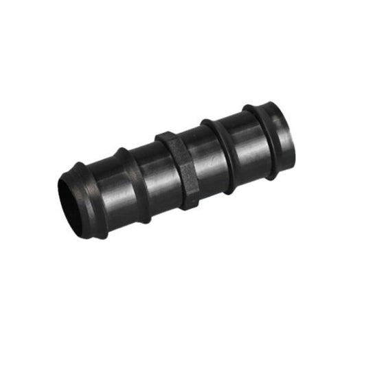 Black 28.5mm straight connector for joining 28.5mm ID grey convoluted waste hoses – caravan and motorhome waste pipe adaptor