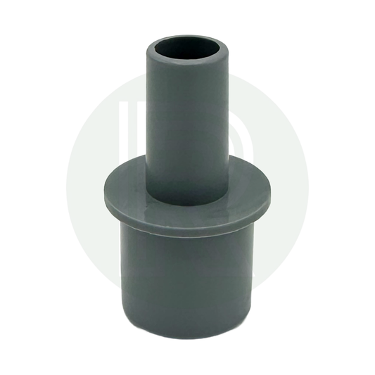 Grey push fit reducer for connecting 28mm waste pipe to 16mm waste pipe in leisure vehicle water systems
