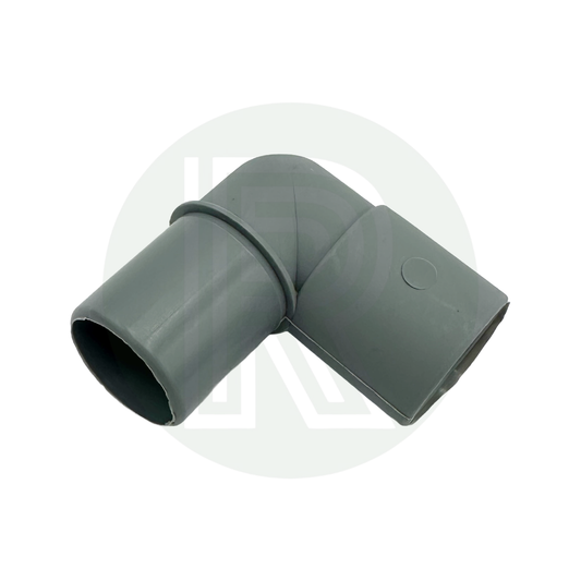 Grey 90 degree stem elbow connector for 28mm rigid waste pipe installations