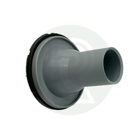 Grey straight sink waste fitting with 28mm push fit connection for caravan and motorhome waste water systems