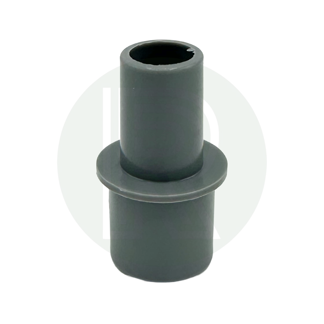 Grey 28mm to 20mm straight waste pipe reducer with centre stop collar for caravan and motorhome waste water systems