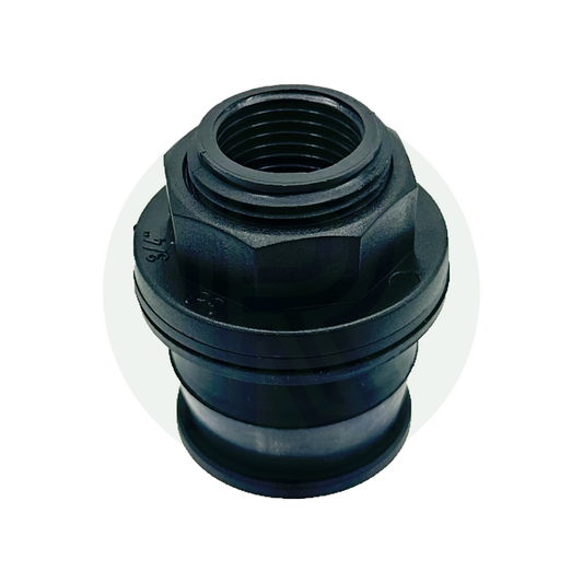3/4 inch Kwiq bulkhead fitting straight connector water tank plumbing adapter black plastic