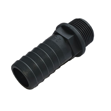 3/4” BSP Male to 1” (25mm) Male Grey Barbed Hose Tail