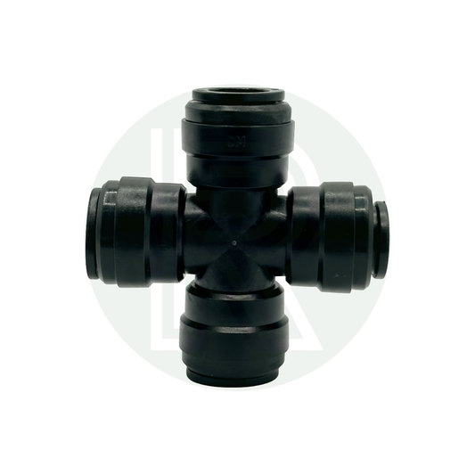 12mm Pushfit Female 4 way Cross Connector