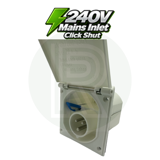 Fawo White 240v Mains Inlet with Click Shut Flap