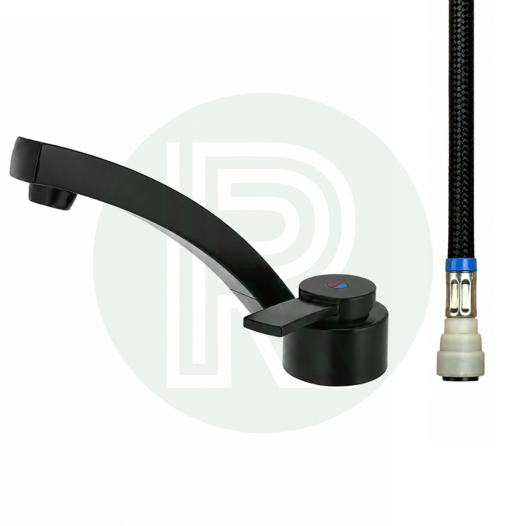 Dimatec Florenz Folding Tap Black Cold Only - Pushfit Hose