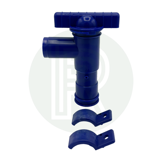 28mm Drainage / Drain Tap (With Brackets) Blue - Fresh Water