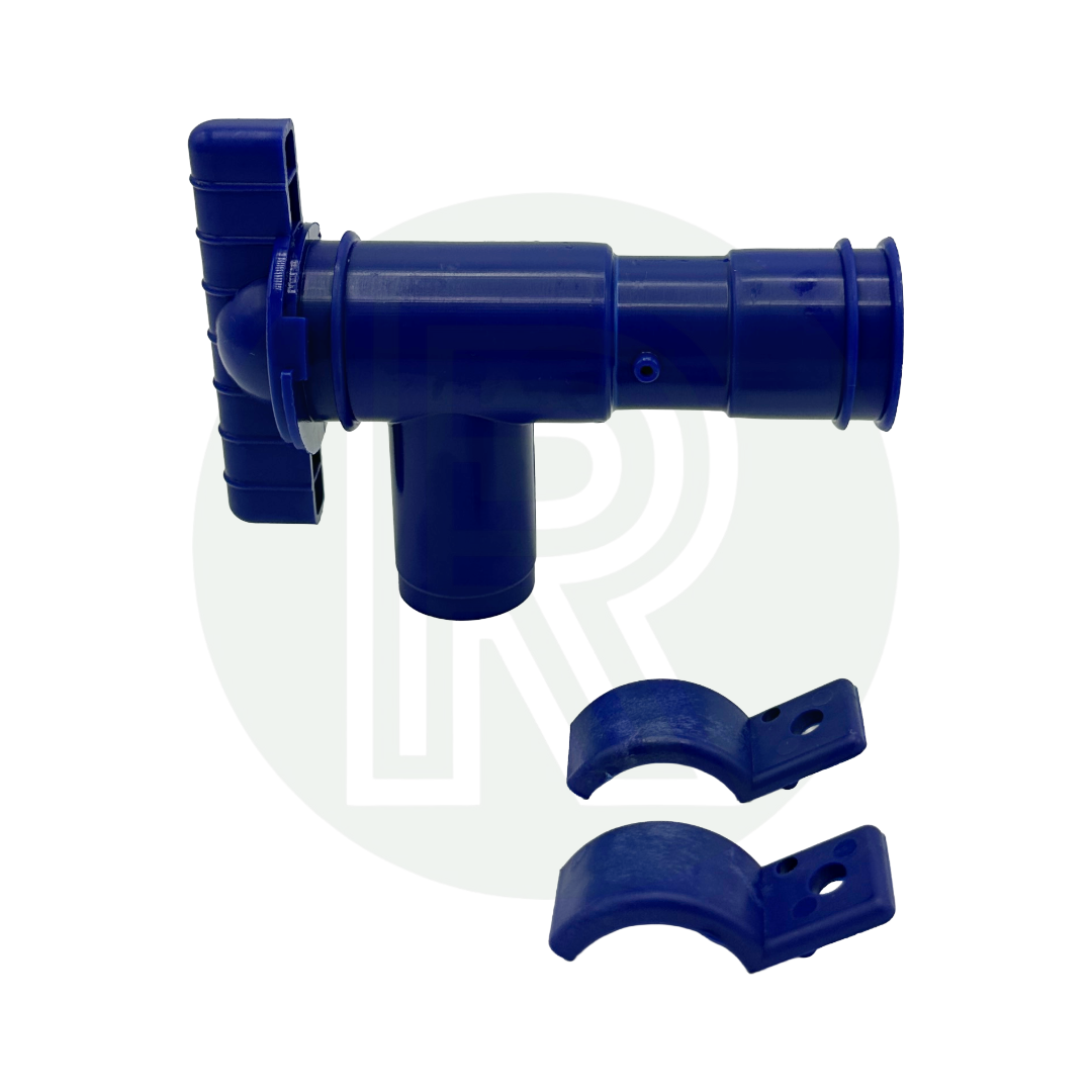 28mm Drainage / Drain Tap (With Brackets) Blue - Fresh Water