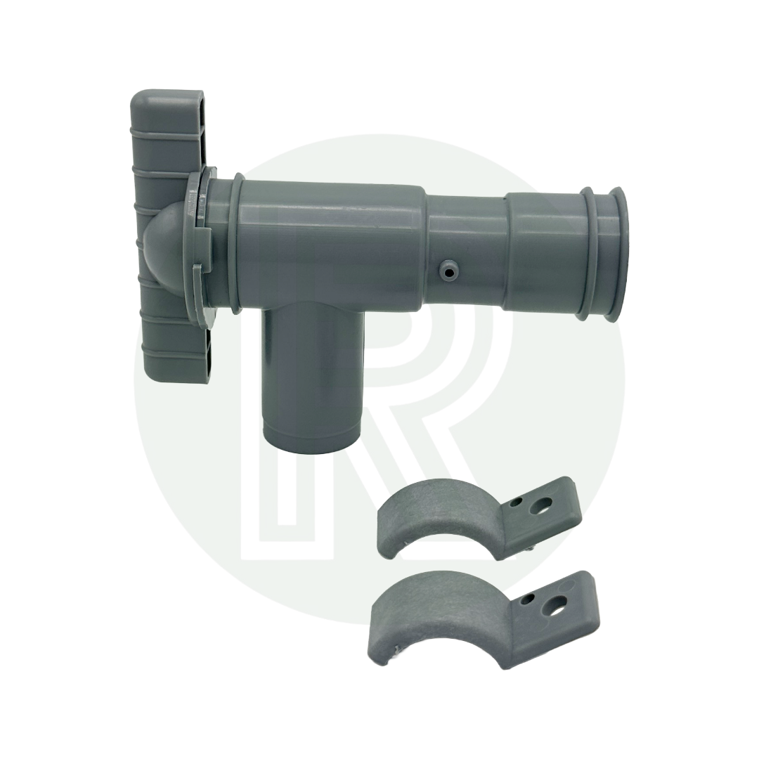 28mm Drainage / Drain Tap (With Brackets) Grey - Waste Water