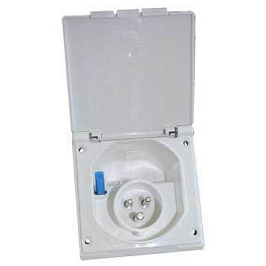 Fawo White 240v Mains Inlet with Click Shut Flap