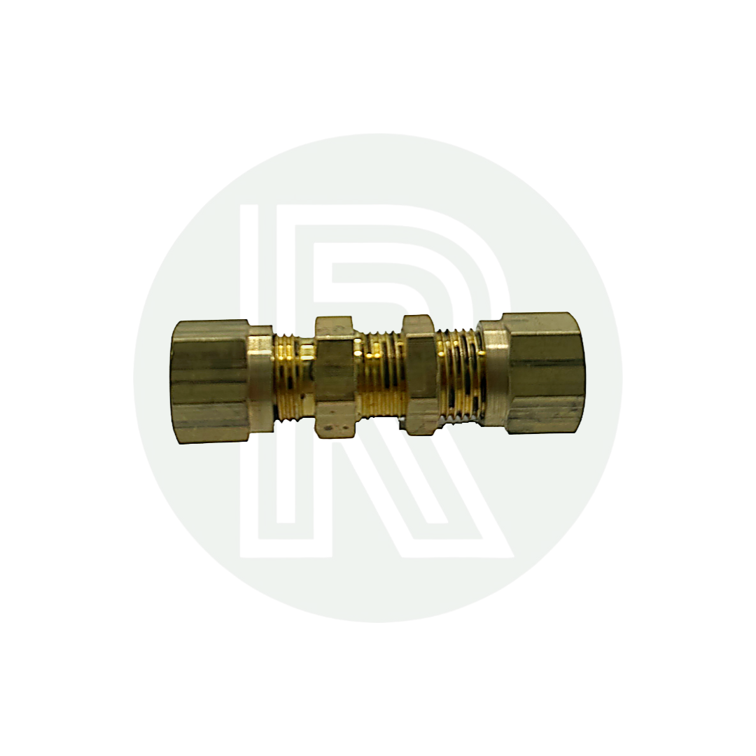 8mm Brass Equal Compression Bulkhead Fitting