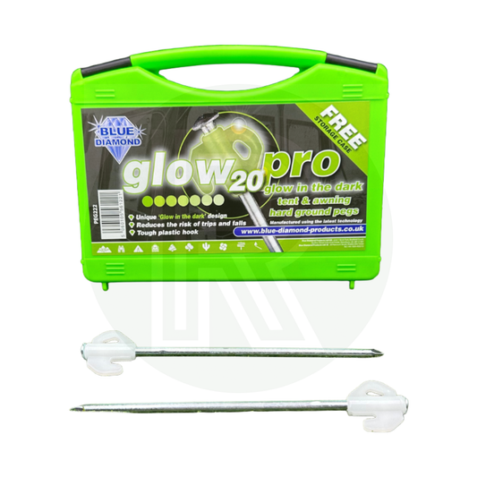 Blue Diamond Glow Pro Pegs (Case Of 20) PEG222 Camping Tent Awning