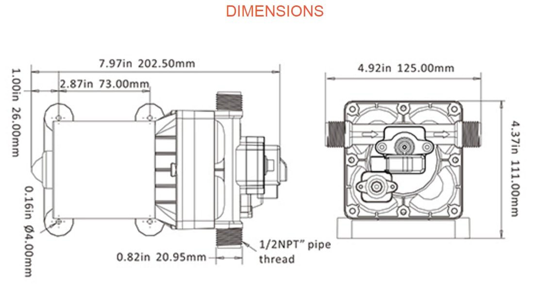 12v/55psi/11.30Ltr Seaflo Series 42 Water Pump - Retail Packed With Fittings