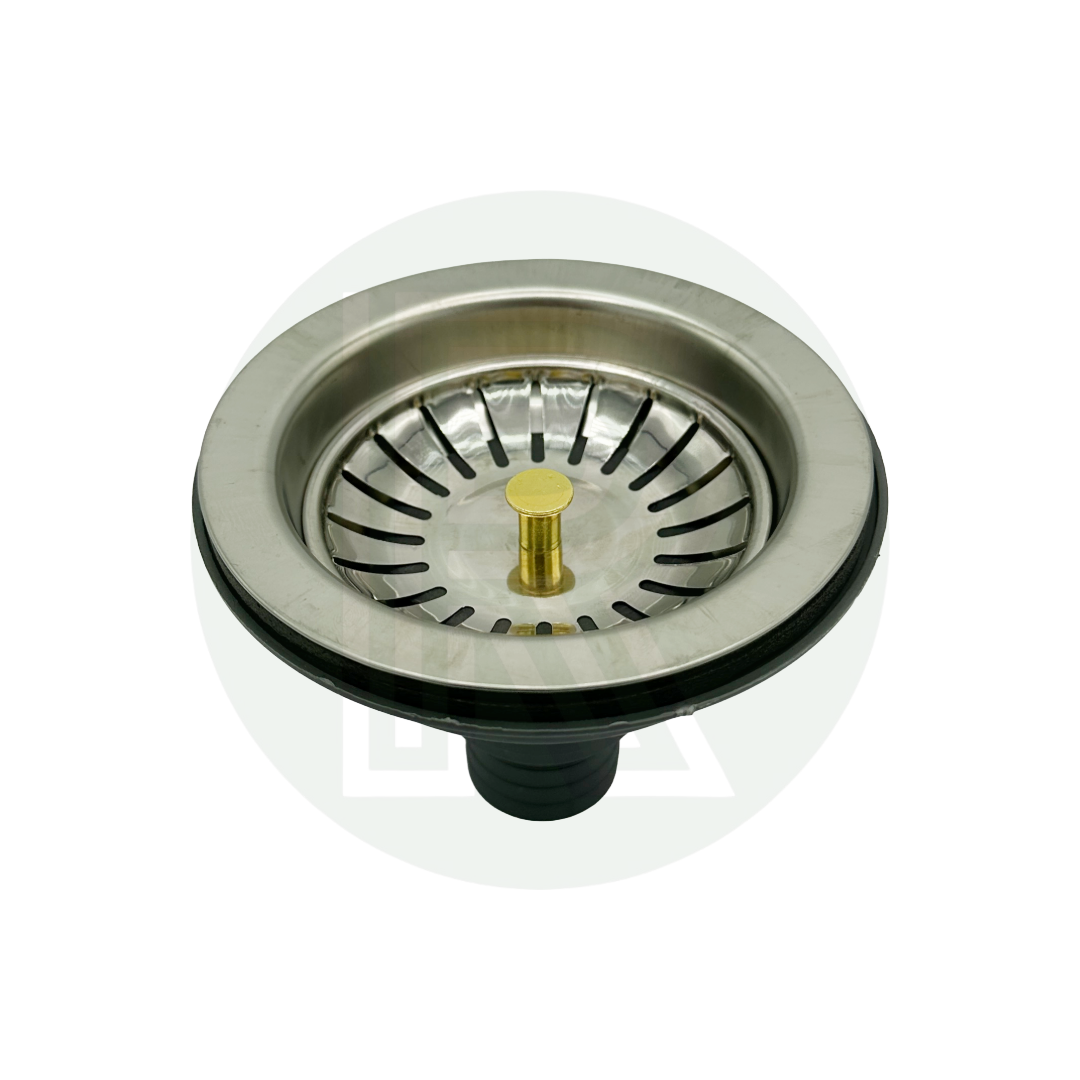 3½" (90mm) - 28mm ID Push Fit Grey Straight Sink Waste Fitting - With Strainer