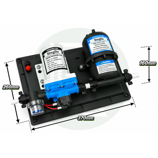 12V Water Pump & Accumulator Set 10L 30PSI