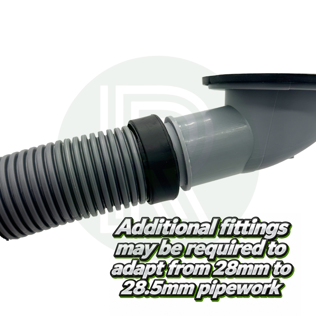 3½" (90mm) - 28mm ID Push Fit Grey Straight Sink Waste Fitting - With Strainer