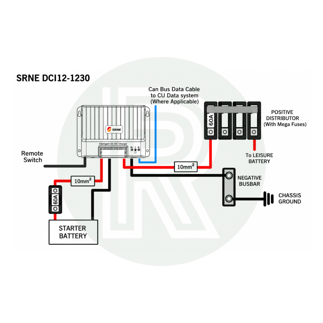 SRNE 30A DC-DC Leisure Battery Charger With Bluetooth