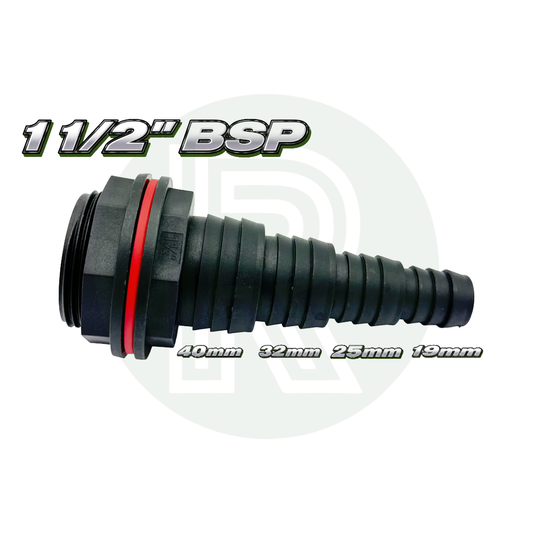 1 1/2 inch BSP stepped hose tail water tank connector 40mm 32mm 25mm 19mm