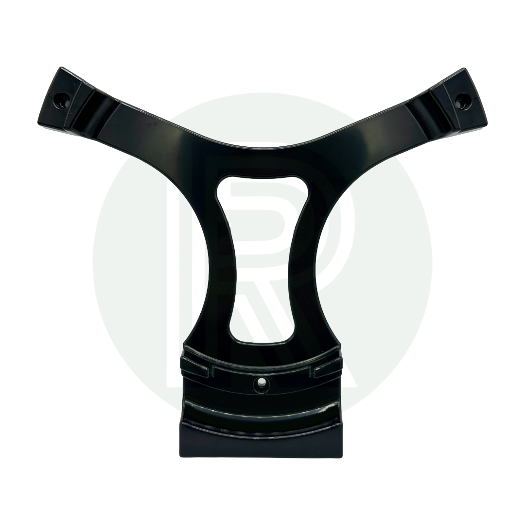 Black LPG gas bottle floor mounting bracket for safely locating and securing cylinders during travel