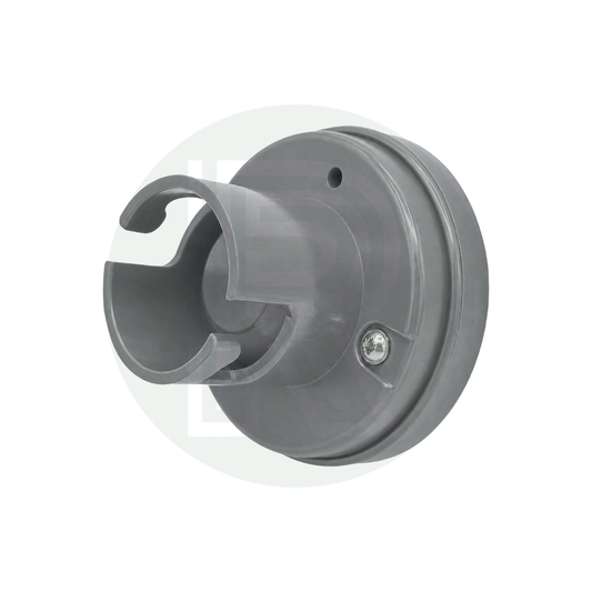 Angled view of a grey 70mm Gaslow replacement gas filler point cap for external LPG filling points on caravans, motorhomes and campervans.