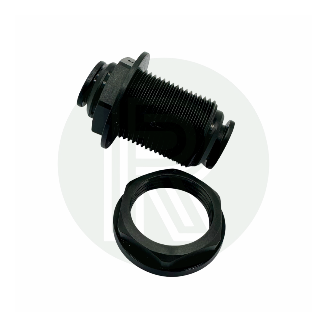 John Guest Speedfit 12mm bulkhead fitting with locking nut and sealing washer