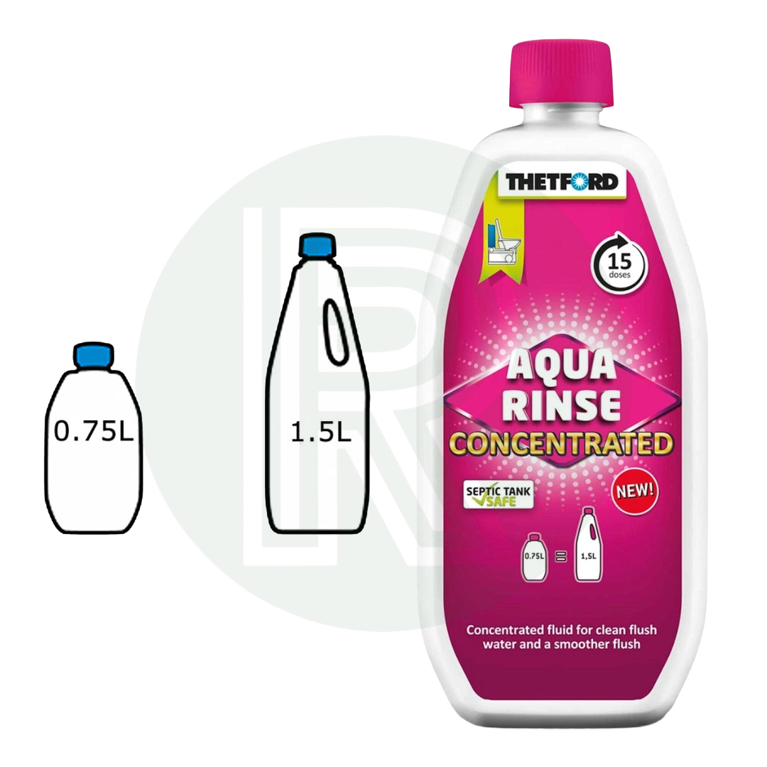 Thetford Aqua Rinse Concentrated 750ml dosage for 15 litre toilet flush water tank