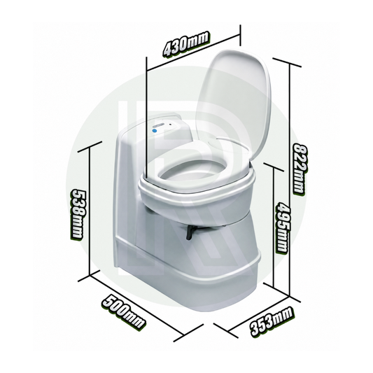 Thetford C200CS cassette toilet dimensions for motorhome campervan and caravan installation
