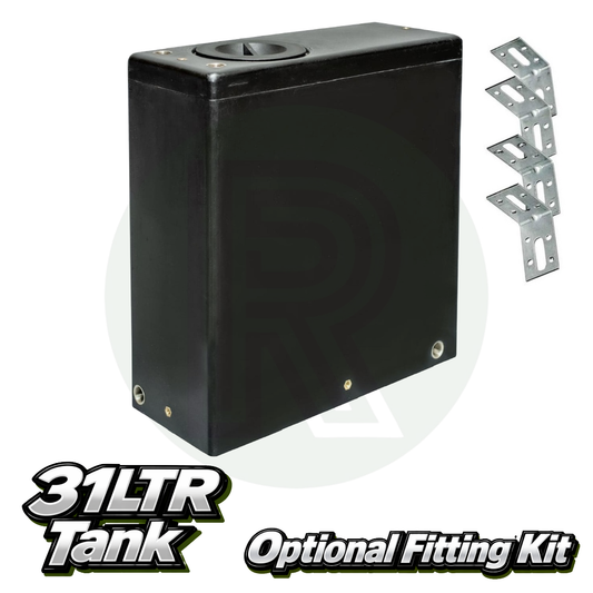 Wydale 31 litre black upright water tank with optional steel mounting bracket fitting kit