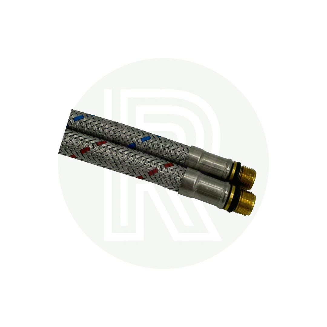 Pair of 300mm 12mm Push Fit x M10 Flexi Tap Hose Tails