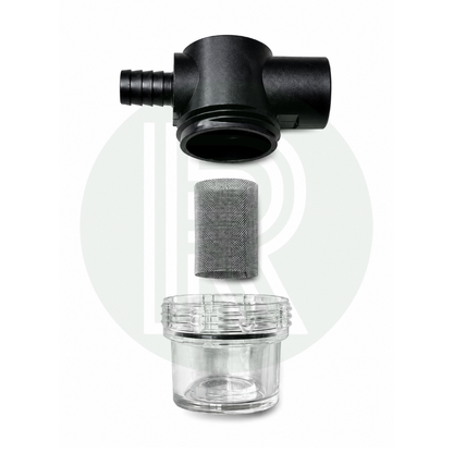 1/2 barb water pump filter strainer with clear inspection housing
