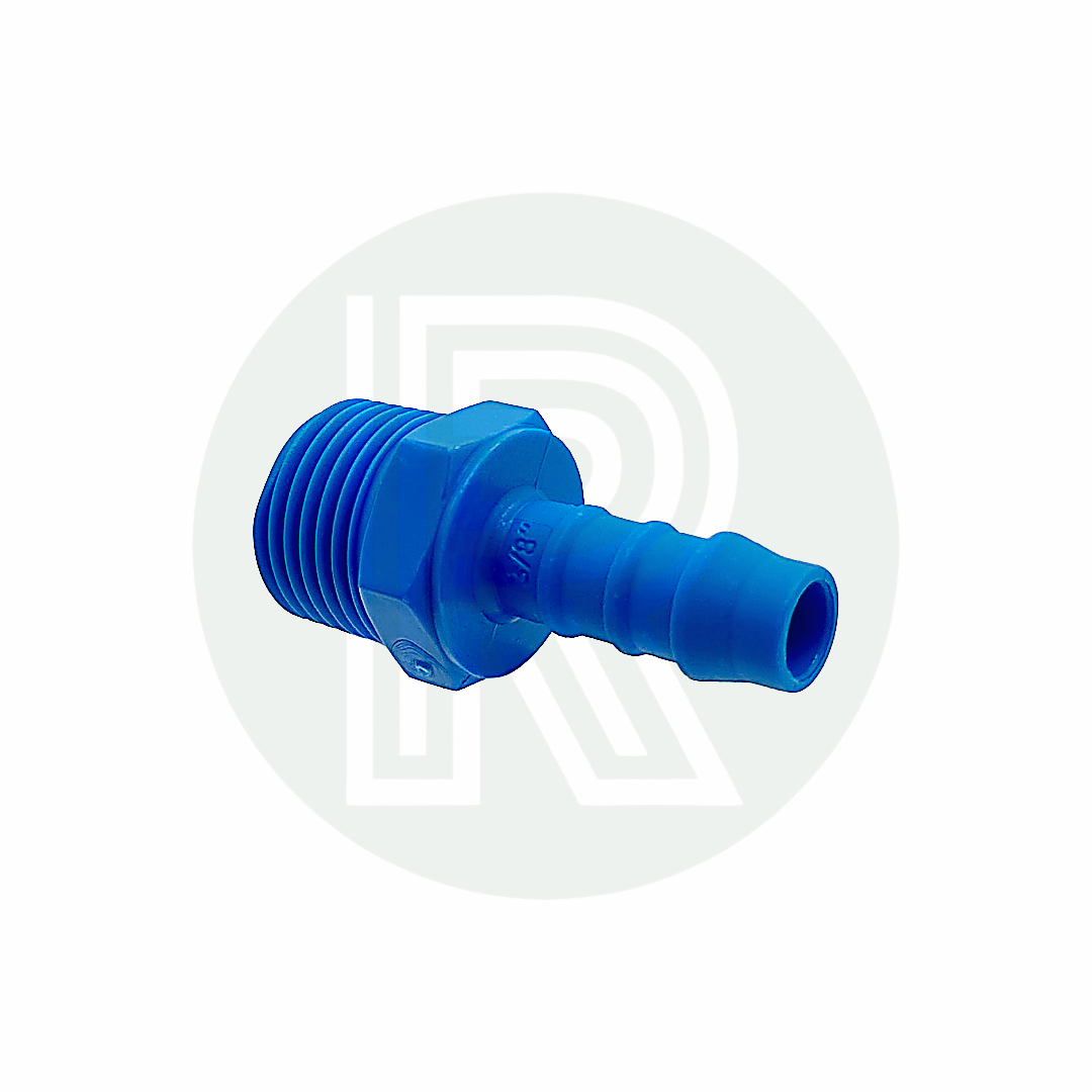 1/2 inch BSP male to 3/8 inch 10mm male barbed hose tail adaptor for caravan motorhome campervan and boat water systems