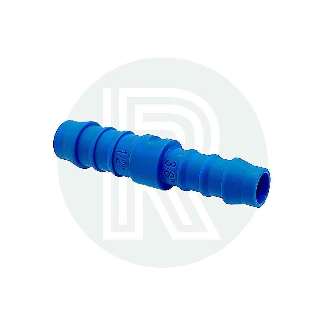 1/2 inch to 3/8 inch straight hose adaptor for reducing flexible water hose connections in caravan motorhome and campervan plumbing systems