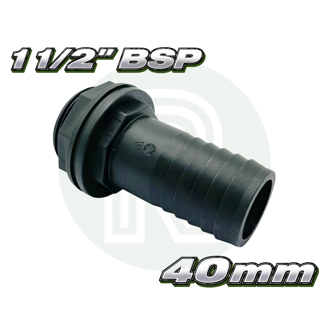1 1/2 inch BSP 40mm hose tail water tank outlet fitting straight connector