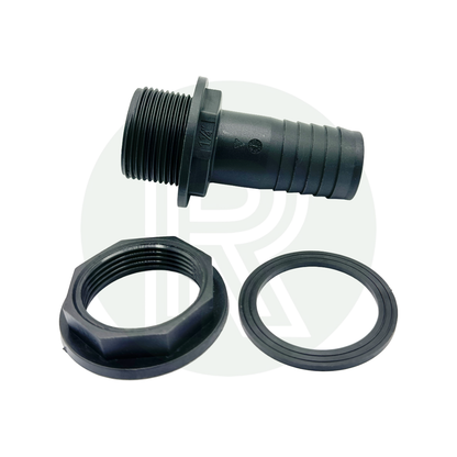 1 1/4 inch BSP to 32mm hose tail fitting with nut and washer for water tank