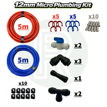 Micro - 12v 10ltr 30psi Pre-Mounted Water Pump & 12mm Plumbing Kit