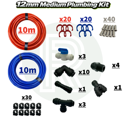 Medium - 12v 10ltr 30psi Pre-Mounted Water Pump & 12mm Plumbing Kit
