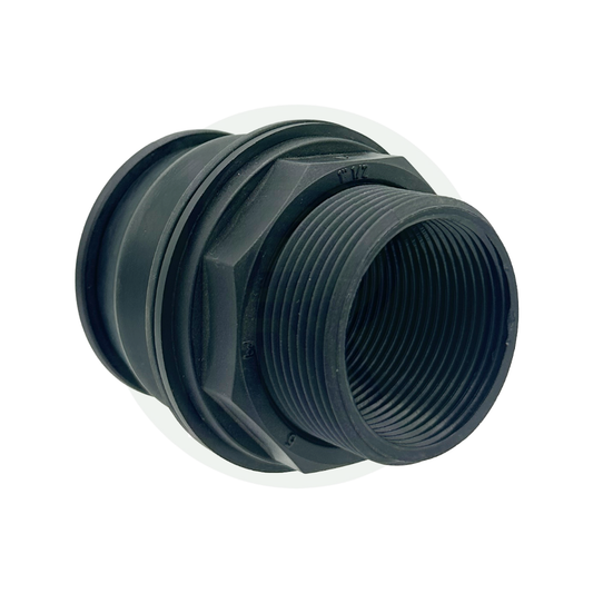 1 1/2 inch Kwiq bulkhead tank fitting connector black plastic water tank adapter male thread