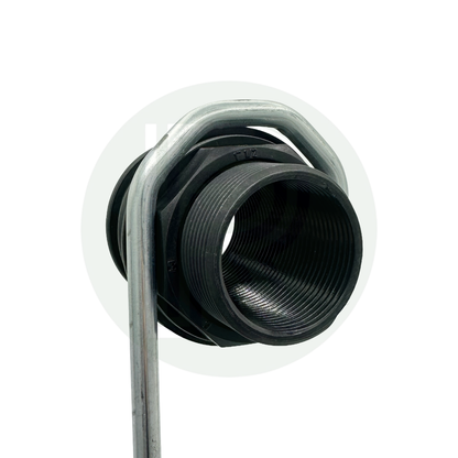 1 1/2 inch Kwiq tank fitting installed through wall bulkhead connector watertight seal