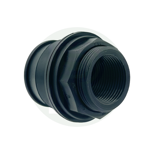 1 1/4 inch Kwiq tank fitting bulkhead connector male thread black plastic water tank adapter