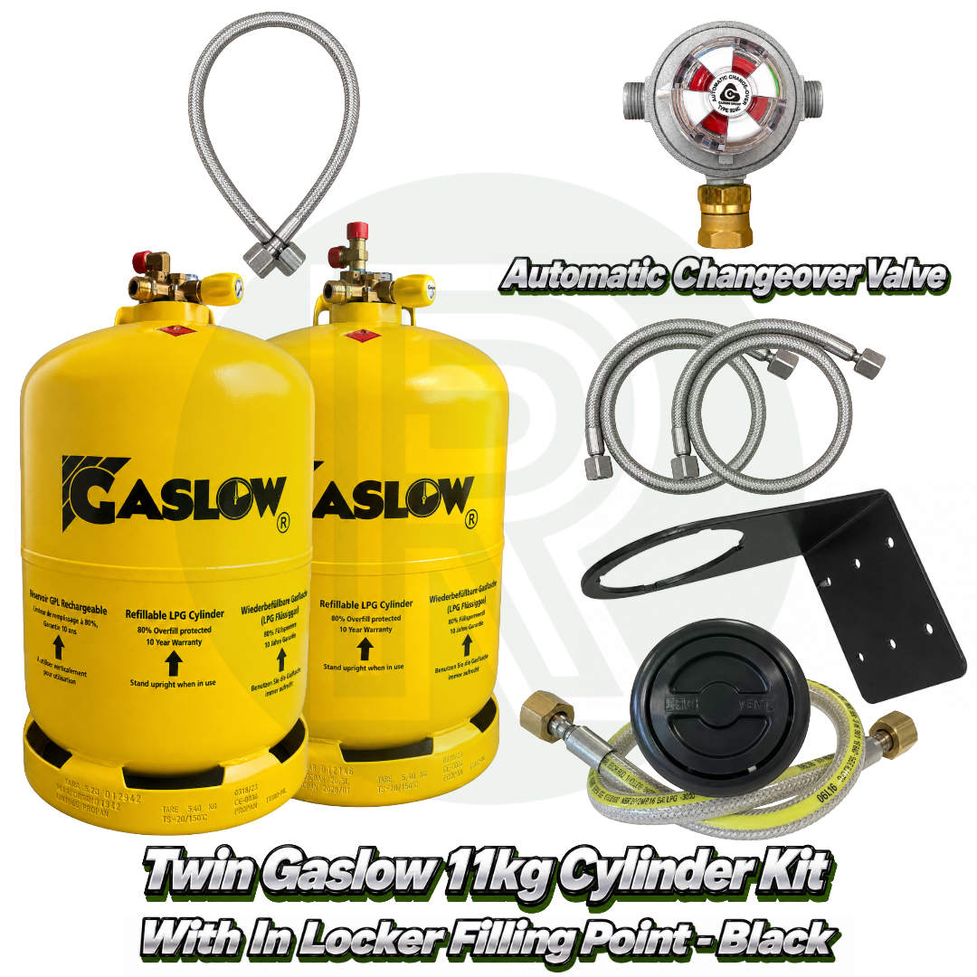 Twin Gaslow 11kg Refillable Cylinder Kit - In Locker