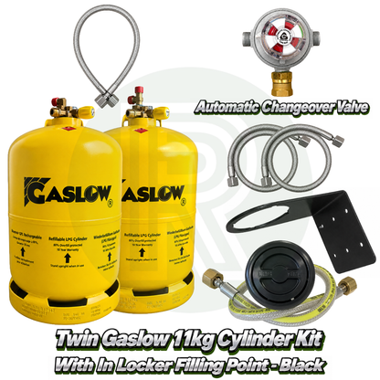 Twin Gaslow 11kg Refillable Cylinder Kit - In Locker