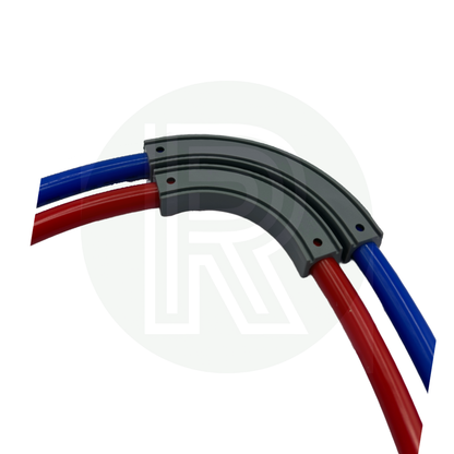 Double flow bend for twin 12mm John Guest and Speedfit pipework in caravan and motorhome water systems