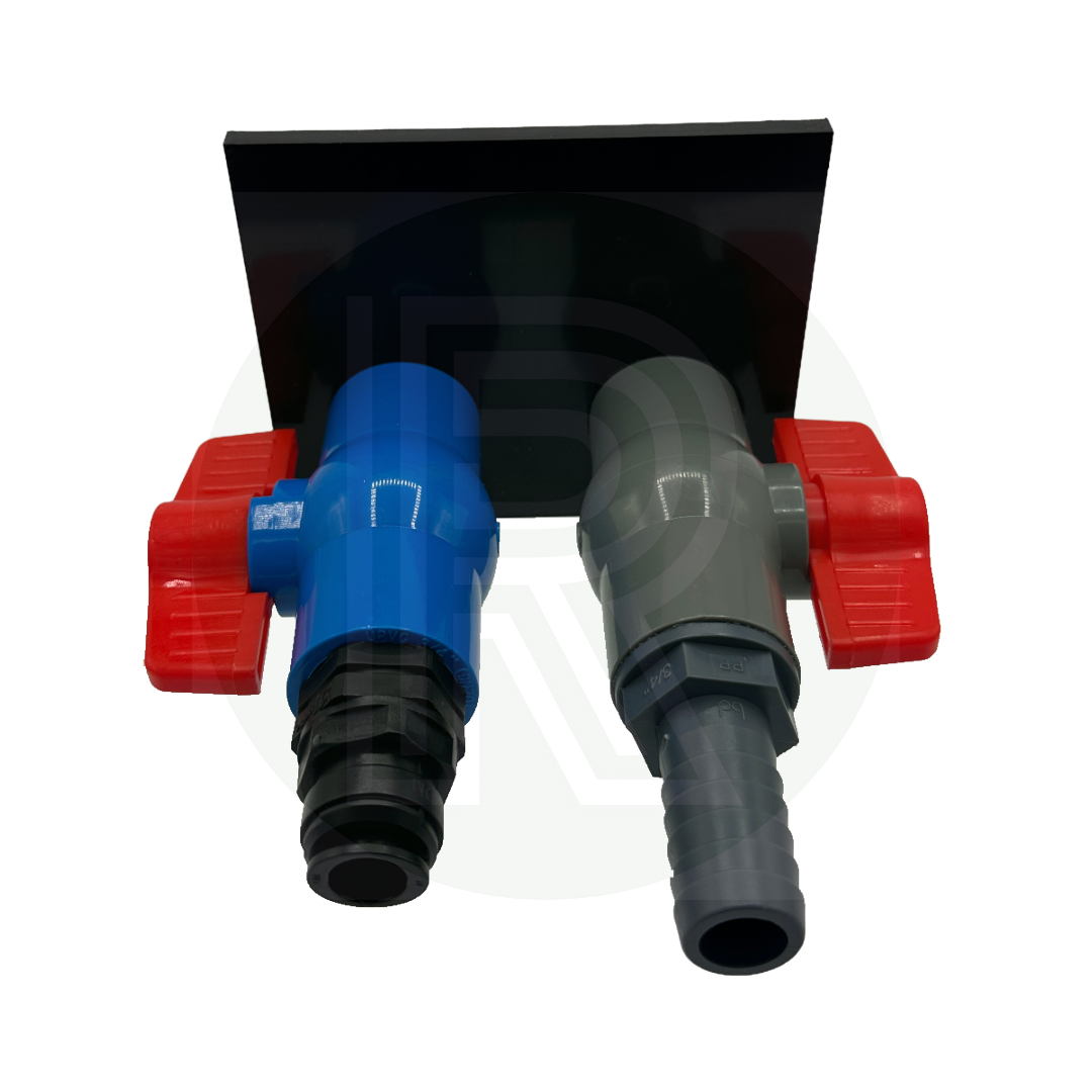 Sill mounted water inlet and outlet with 12mm pushfit fresh and 20mm barbed waste connections