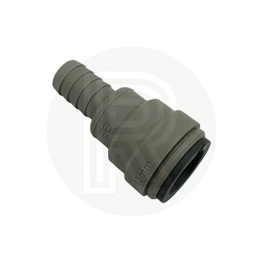 15mm push fit to 1/2 inch hose barb adaptor for Bullfinch outdoor shower point grey