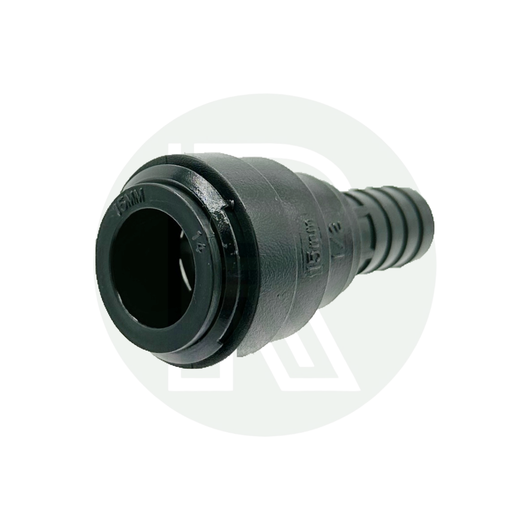 15mm Pushfit Female to 1/2" Male Barb
