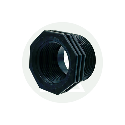1 1/4-inch BSP male to 1-inch BSP female PVC reducing bush for Ducato, Relay, and Boxer underslung water tanks.
