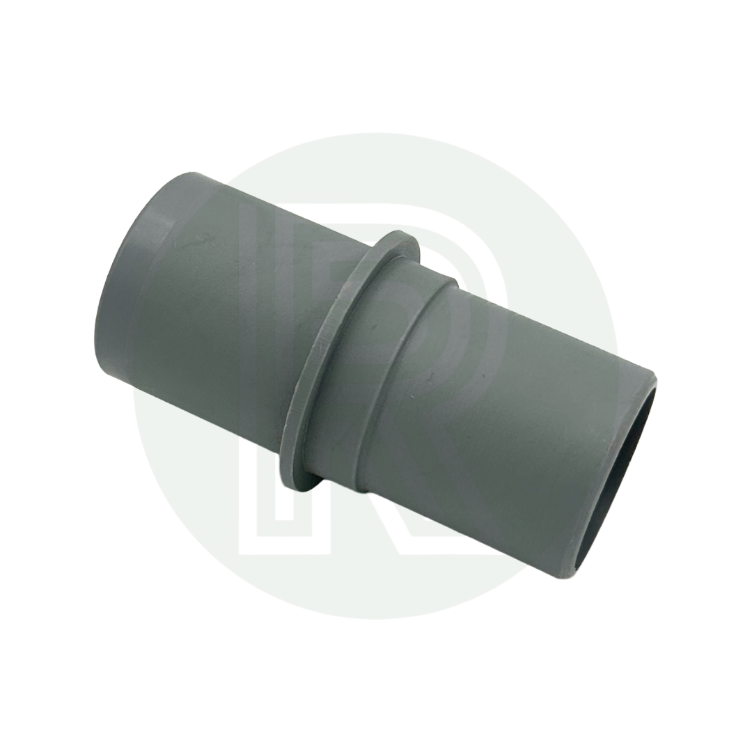 28.5mm to 28mm push fit grey straight waste pipe reducer with stop collar for connecting convoluted waste hose to rigid waste pipe in motorhome caravan campervan and marine plumbing systems